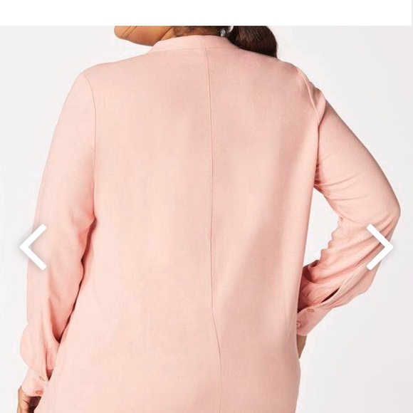 Blush Pink Bow Tie Blouse N1 - Picture 2 of 4